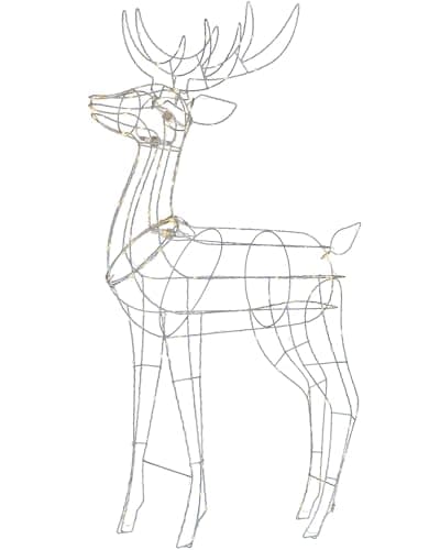 Image of WeRChristmas 3D Metal Standing Stag Reindeer Silhouette Christmas Decoration, Warm White, 110 cm