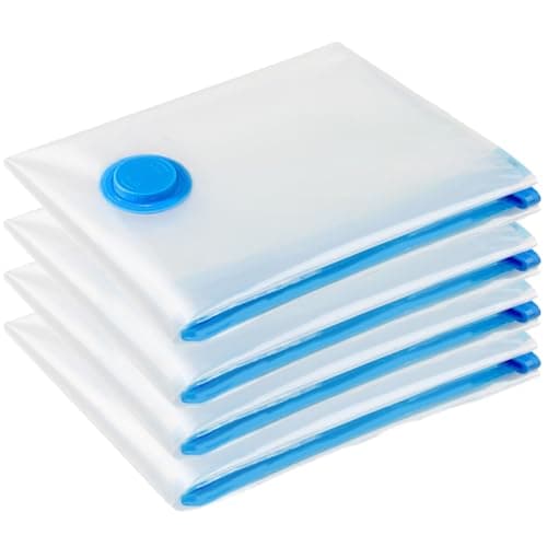 Image of Vacuum Storage Bags - 4 Pack 100X130CM Extra Large Strong Space Saver Compression Bags - Reusable Vacuum Pack Bags Double Zip Seal Travel Vacuum Storage Bags for Clothes Duvets Quilts Bedding Pillows