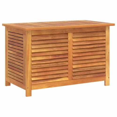 Image of KNERPWD Acacia Wood Garden Storage Box with Louver, 90x50x56 cm Outdoor Storage Box for Cushions and Essentials, Water-Resistant Bag Included