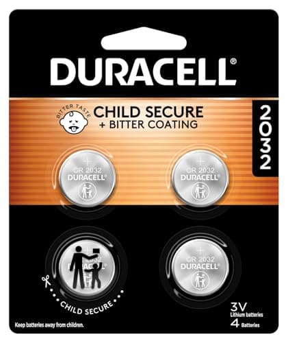 Image of Duracell Specialty 2032 Lithium Coin Battery 3V, Pack Of 4, With Baby Secure Technology And Suitable For Key fobs, Scales, Wearables And Medical Devices (DL2032/CR2032)…