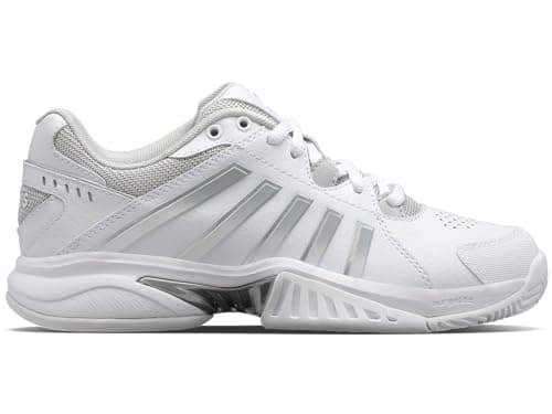 Image of K-Swiss Womens Receiver V Tennis Shoe, White Vapor Blue Silver, 6 UK