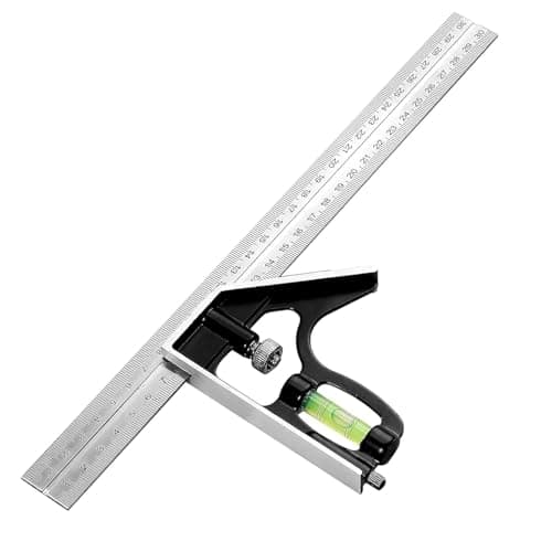 Image of ATEK Combination Square, 12Inch/300mm Engineers Set Square, Stainless Steel Angle Ruler Adjustable Carpentry Square 45/90 Degree with Bubble Level for Carpenter, Engineer, Woodworking