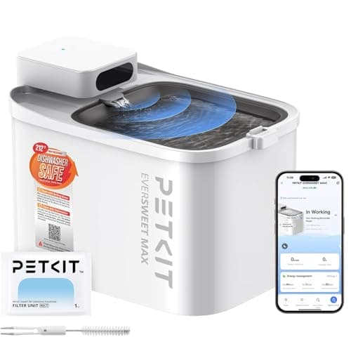Image of PETKIT Wireless Cat Water Fountain, EVERSWEET MAX 2, Heat-Resistant Material for Hot Water Cleaning and Dishwasher-safe, Battery Operated Cat Fountain with Motion Sensor & App Control, Ultra Quiet, 3L