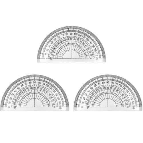 Image of LICQIC 3 Pcs Clear Plastic Protractor 180 Degrees 4 Inches for Angle Measurement, Student Maths, Classroom, School Office