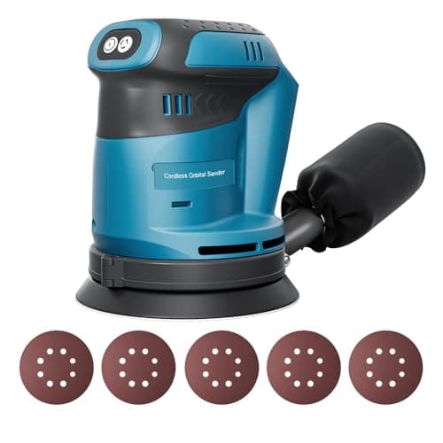 Image of Cordless Orbital Sander for makita 18V Battery (Tool only) Brushless RandomOrbital with 10 Sandpapers 360° Rotating Sanding, for Sanding, Polishing, Metal, Wood