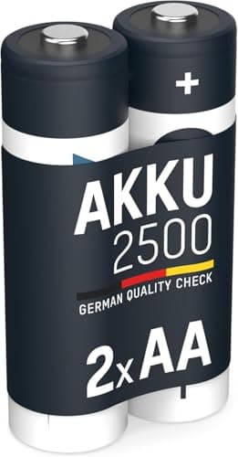 Image of ANSMANN 5035432 AA Rechargeable Batteries [Pack of 2] 2500 mAh NiMH High Capacity & Low Self Discharge AA Type Size Battery For Toys, Cameras, Flash Units, Cordless Phones, Remote Controls, Game Consoles
