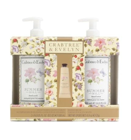Image of CRABTREE & EVELYN 3pc Hand Wash Hand Lotion And Hand Cream Boxed Set (Summer Hill)