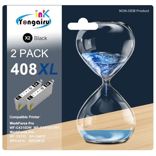 Image of Yongairuink 408XL Black Ink Cartridges Compatible with Eps 408XL 408L 408 Ink for WorkForce Pro WF-C4810 WF-C4810DTWF WFC4810 WF-C4310 WF-C4310DW Printers (2 Black)
