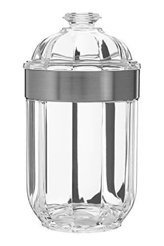 Image of Premier Housewares 1601676 Clear Canister, Acrylic, Silver, 10 x 10 x 18 cm