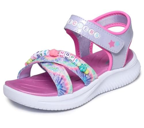 Image of Skechers Girl's Jumpsters Sandal Tie Dye Bffs Sneakers, Lavender Synthetic/Multi Trim, 1 UK Child