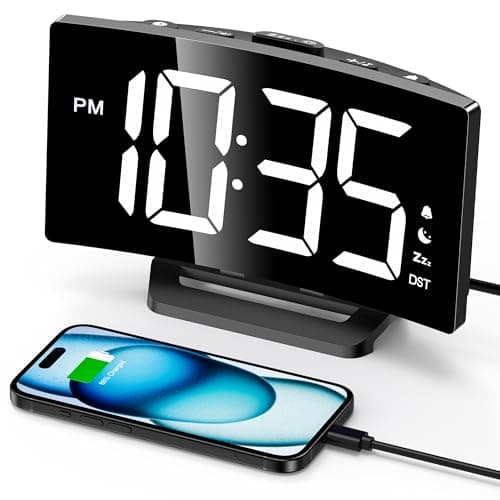 Image of GOLOZA Digital Alarm Clock for Bedrooms, Digital Clock with Customizable Night Mode, 5 Levels Brightness+Off, 2 Volume, 3 Alarm Tones, Snooze, USB Charging Port, Power-Off Memory, 12/24H/DST Beside