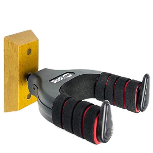 Image of RockJam Guitar Wall Mount – Heavy Duty Padded Guitar Hanger for Acoustic, Electric & Bass with Lessons