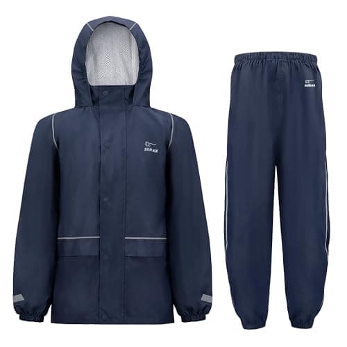 Image of Zorax Waterproof Rain Suit Boys Girls Light Weight Jacket and Trouser Unisex Windproof Raincoat and Pants Hooded Suit,Carry Bag