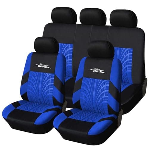 Image of AUTOYOUTH Car Seat Covers Universal Fit Full Set Car Seat Protectors Tire Tracks Car Seat Accessories - 9PCS, Blue