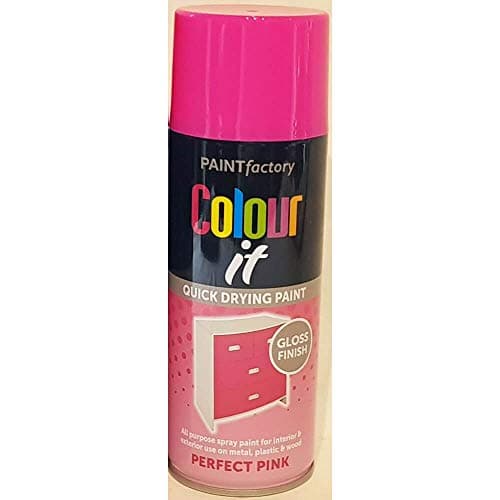 Image of Paint Factory Colour It Quick Drying Spray Paint 400ml Perfect Pink Gloss Finish