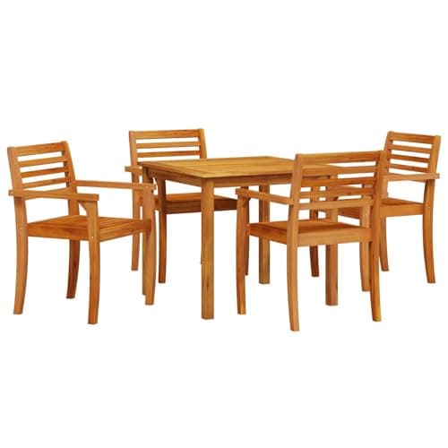 Image of GeenYuu Garden Dining Set 5-Piece Brown Solid Wood Acacia Furniture Set for Patio Balcony with Weatherproof Wooden Table and Chairs for Outdoor Garden Furniture Set