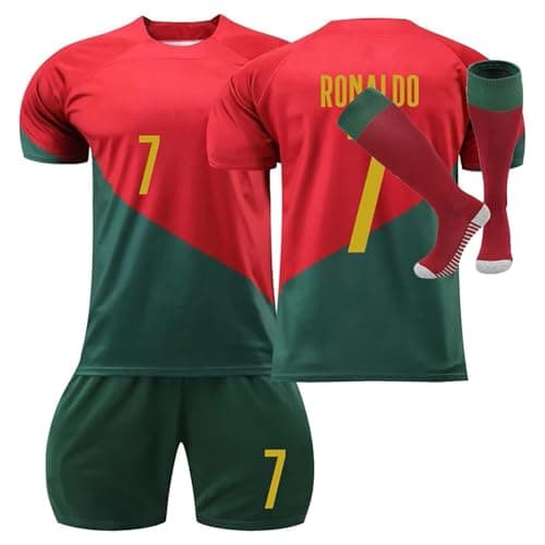 Image of Football Jersey For boys girls 2024 Men Jersey Youth Trainshirts Jersey Football Suit Soccer Jersey Shorts Set Fans Gift (A-22, 8-9 Y)