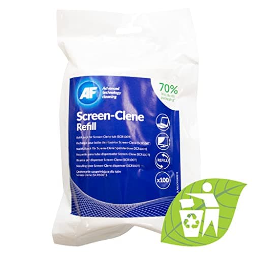 Image of AF Anti Static Screen Cleaning Wipes - Pre-moistened cleaner for Computer, laptop, TV, Tablets, Keyboards, Phone and Other Delicate Surfaces - Tub of 100 SCR100T