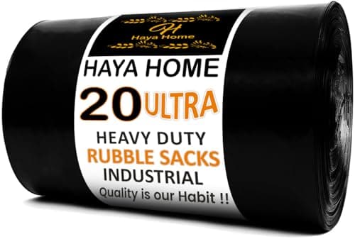 Image of Haya Home 50L 20 Ultra Heavy Duty Rubble Sacks Extra Strong Large Thick Builder Bin Bags 100 μm Refuse & Rubbish Bags for Construction Garden Waste Soil & Gravel Commercial Use 100% Recycled Material