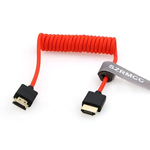Image of SZRMCC 8k 2.1 HDMI to HDMI Ultra High Speed Coiled Braided Cable for Z Cam E2 Sony FX6 FX9 Canon EOS C70 C300 Portkeys BM5 Atomos Ninjav V Shogun Monitor