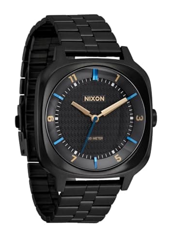 Image of NIXON Fremont 40 A1444-100m Water Resistant Men's Analog Field Watch (40mm Watch Face, 20-18mm Tapered 3-Link Stainless Steel Band), Black/Black Multi, One size, Fremont 40