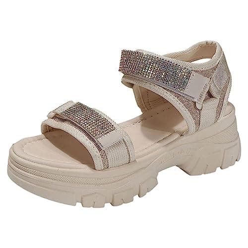 Image of IQOAIJ Sandals Women's Summer Lightweight Mesh Sandals Fashion Non Slip Open Toe Platform Outdoor Walking Beach Shoe,7,2.5 UK