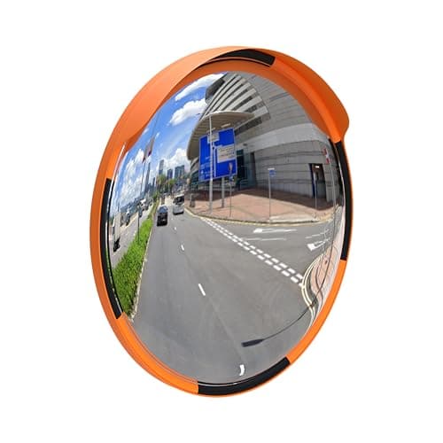 Image of Safety Convex Mirror - 60CM | Round Wide-Angle Security Mirror | Heavy-Duty Acrylic with PPC Frame | Convex Mirror with Wall & Pole Mount for Parking, Driveways, Warehouses & Intersections
