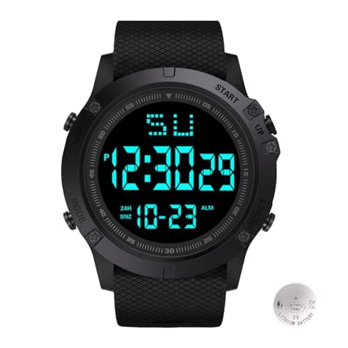 Image of Katslyn Mens Digital Watches,Waterproof Sports Watch with LED Back Light/Alarm/Stopwatch/Calender,Big Face Referee Watch for Men Woman Kids Student Swimming Running Outdoors(Black)