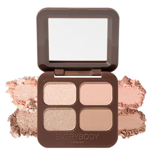 Image of EVERYBODY LONDON Palette 4 Colors Eyeshadow, 2 Shades Glossy, 2 Matte Shades, Built-in Mirror, Easy Blending, Long-Lasting Formula, Apricot Dusk