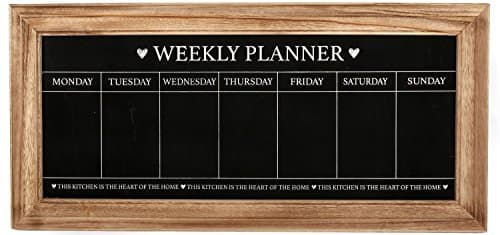 Image of Unique Boutique Shabby Chic Style Weekly Planner Chalkboard, Natural Wooden Frame