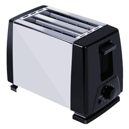 Image of 2 Slice Toaster with Extra Wide Long Slots, 6 Settings and Cancel & Reheat Function, Variable Browning Controls, Auto Cut-Off, Clean Simple Design, Black