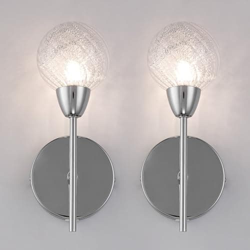 Image of HARPER LIVING Modern Wall Lights Set of 2, BOLLA Wall Lamp with On/Off Switch, G9 Bulb Cap, Polish Chrome Wall Sconce Lights for Living Room Bedroom Hallway Hotel(Bulb NOT Included)