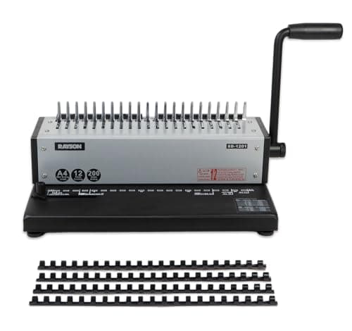 Image of RAYSON Comb Binding Machine, Binds 200 Sheets, 21-Hole, with Plastic Comb Set for Daily Binding, SD-1201