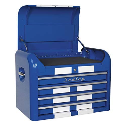 Image of Sealey Ap28104Bws Topchest 4 Drawer Retro Style - Blue With White Stripes
