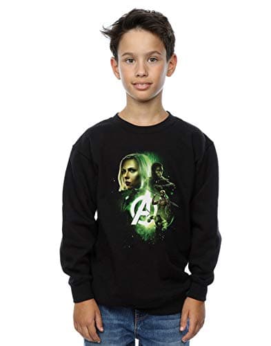Image of Marvel Boys Avengers Infinity War Widow Panther Team Up Sweatshirt Black 9-11 Years