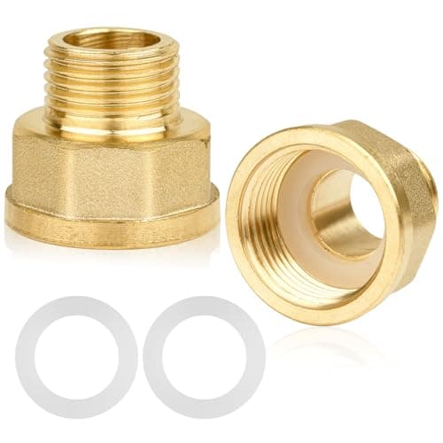 Image of 3/4" Female to 1/2" Male BSP Thread Brass Hex Bushing Reducing Connector,3/4” Female to 1/2” Male Adapter,for Water, Gas, Pipe Connecting Conversion with Sealing Rings