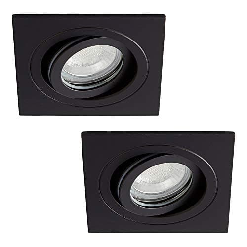 Image of LITECRAFT Recessed Downlight Tiltable Square IP65 Rated Spotlight - (Matte Black, Pack of 2)