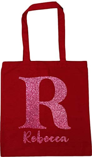 Image of Hippowarehouse Personalised Name initial - Glitter Tote Shopping Gym Beach Bag 42cm x38cm, 10 litres