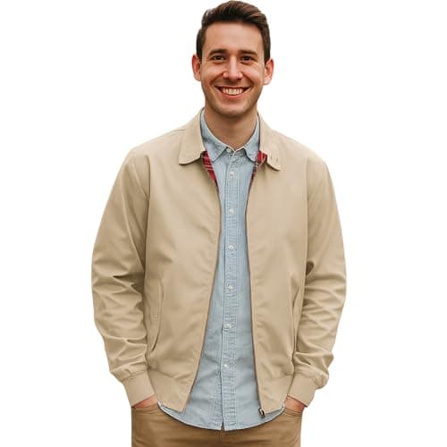 Image of Urban Road Mens Classic Vintage Harrington Bomber Jacket Beige