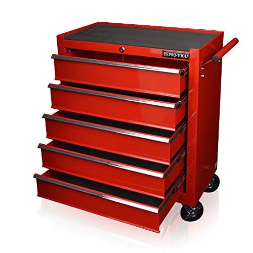 Image of US PRO TOOL CHEST 5 DRAWER ROLL CAB RED