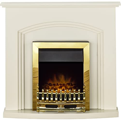 Image of Adam Truro Fireplace Suite in Cream with Blenheim Electric Fire in Brass, 41 inch