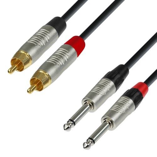 Image of Adam Hall 4 Star Series 0.9m Rean 2x RCA Male to 2x 6.3mm Jack Mono Audio Cable