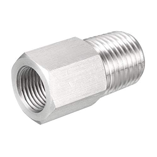 Image of sourcing map Pipe Fitting Reducer Adapter 1/4 NPT Male x 1/8 G Female, Stainless Steel for Water Oil Air Pressure Gauge