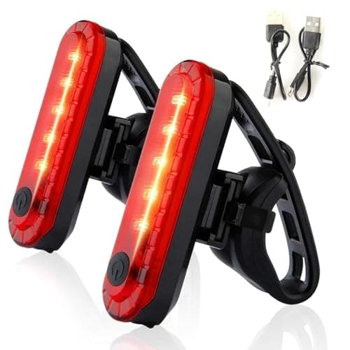 Image of 2 Pack Rear Bike Light LED, Ultra Bright Bicycle Tail Light for Cycling Safety, USB Rechargeable Waterproof 4 Modes Cycling Flashlight Easy Install Silicone Strap Compatible with Helmet & MTB