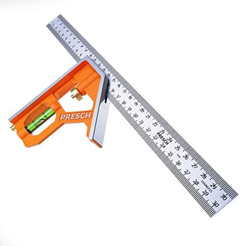 Image of Presch Combination Square 300mm Metric – Accurate Metal Carpentry Square with Stop Ruler and Scribing Tool