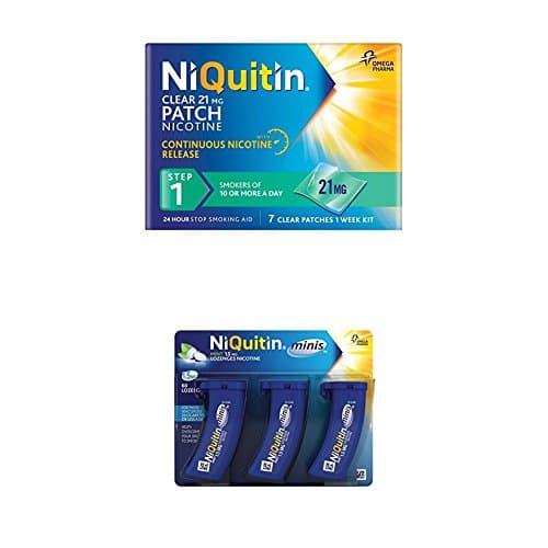 Image of NiQuitin Clear 24 Hour 7 Patches Step 1 and Niquitin Minis 60 Mint Lozenges 1.5mg bundle
