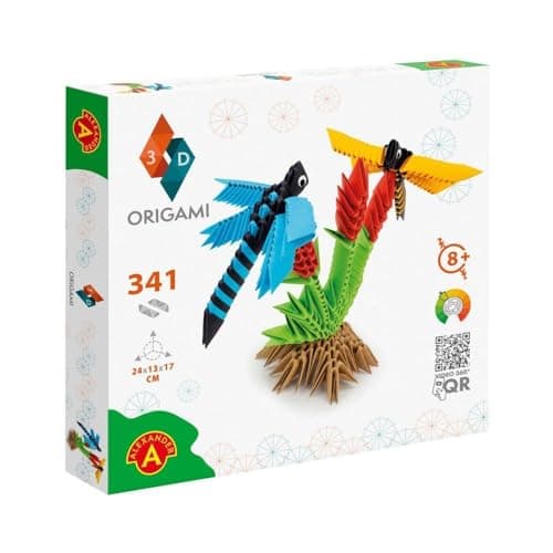 Image of Alexander Origami 3D 501826-3D Origami Dragonfly - Beautiful 3D Paper Sculpture with Patented Components and Easy-to-Clear Building Instructions, 341 Pieces, 24 x 13 x 17 cm, from 8 Years