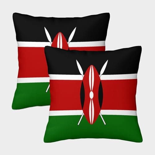 Image of VDYNDYIW 3D Printed Flag of Kenya Throw Pillow Covers Square Cushion Cover Garden Cushion Super Soft Pack of 2 for Sofa Couch Bed 45x45cm