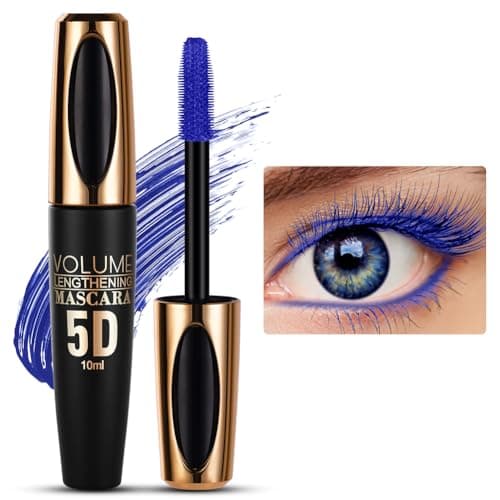 Image of 5D Silk Fiber Eyelash Mascara, Blue Volume Mascara with Soft Brush, Lash Sensational Volumizing and Thickening Mascaras, Long-Lasting Waterproof No Smudge Mascaras with False Lash Effect