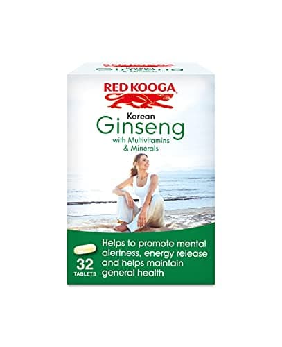 Image of Red Kooga Korean Ginseng and Ginkgo Biloba, Promotes Vitality and Maintains Mental Alertness, Pack of 32 Tablets